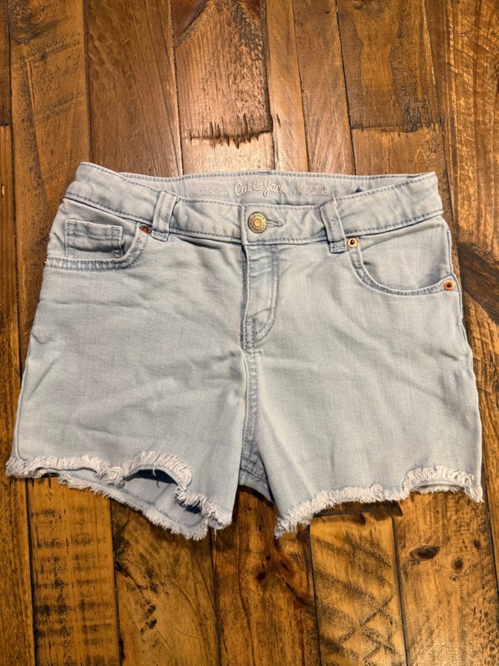 Cat & Jack Light Blue Denim Frayed Hem Girls' Shorts